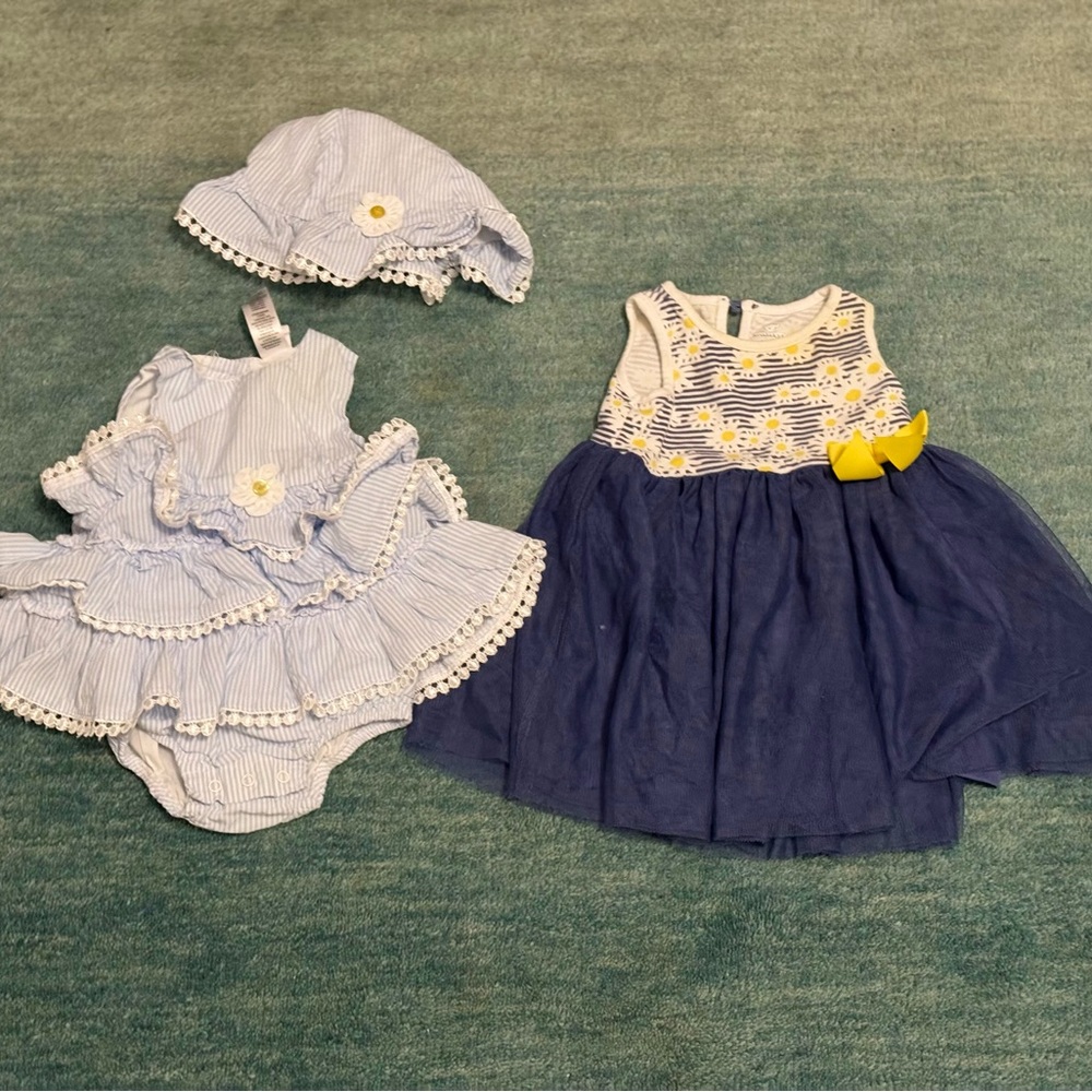 Spring Daisy Romper and Tulle Dress Set